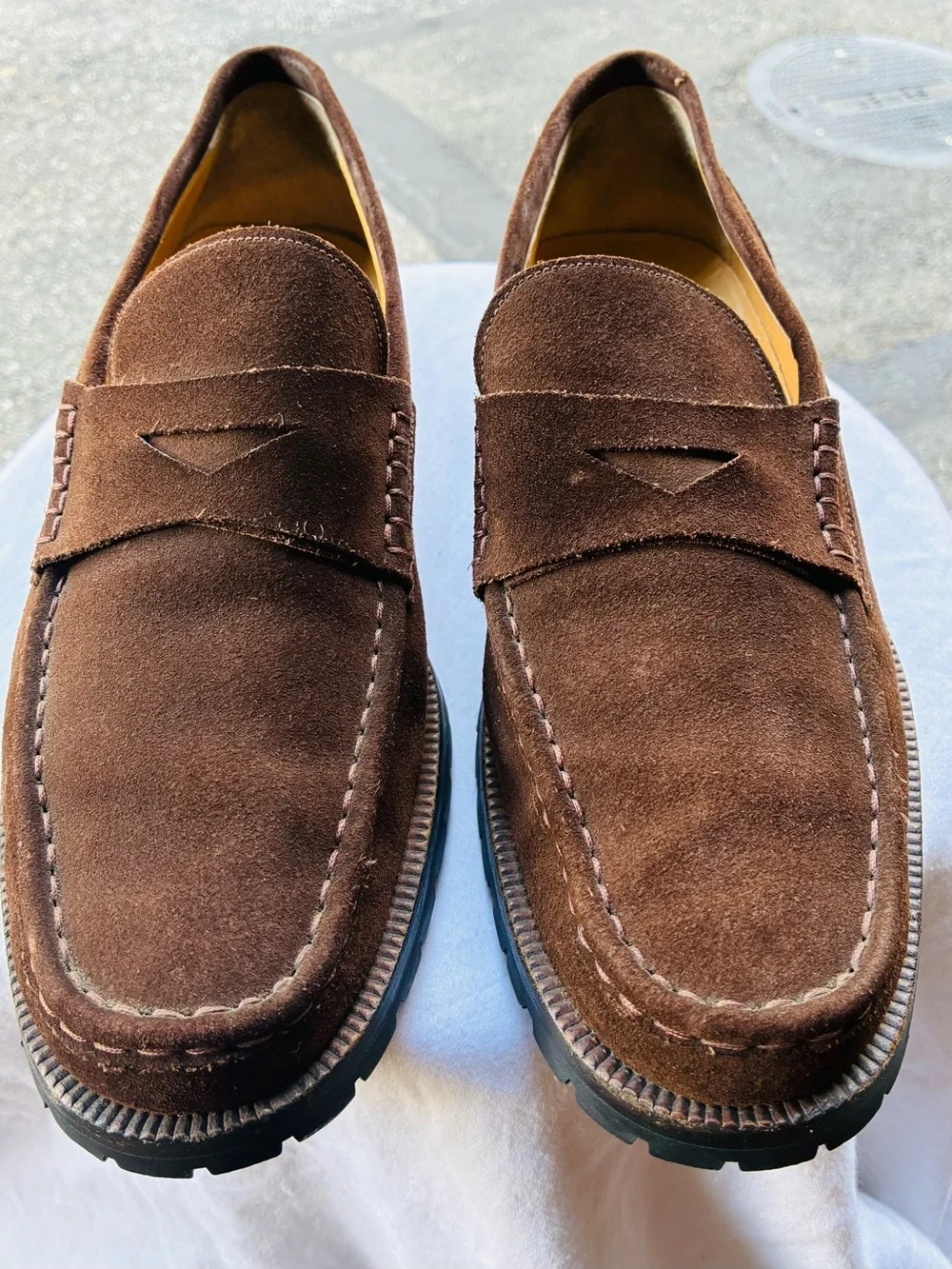 To Boot Rugged Brown Suede Penny Loafers, Size 8.5
